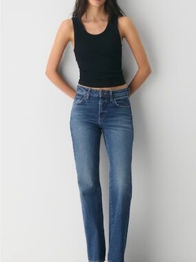 Denim Forum ‘Sharon’ Women's Straight Leg Jeans in Vintage Dark Blue